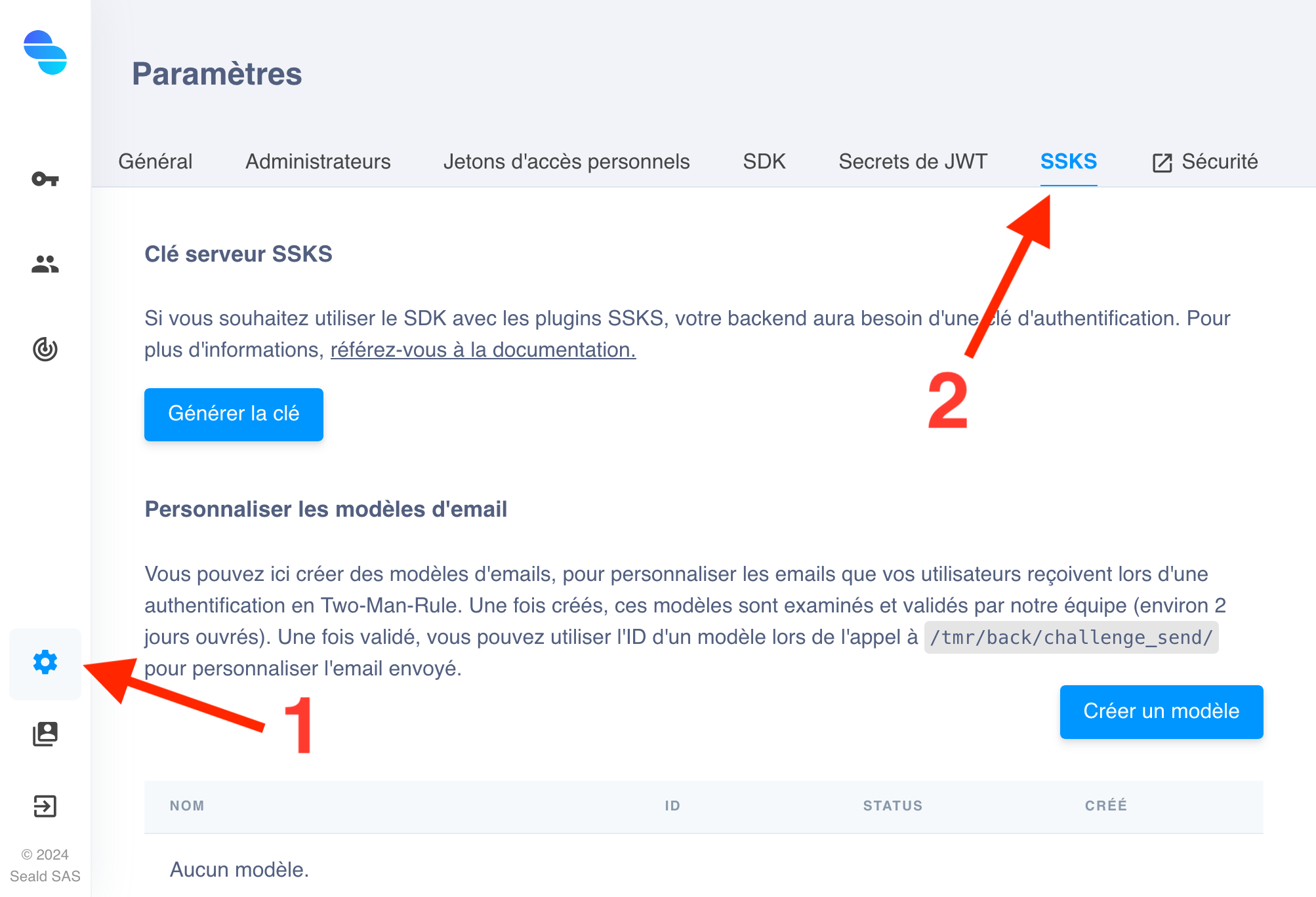 Aller sur la page de gestion de SSKS