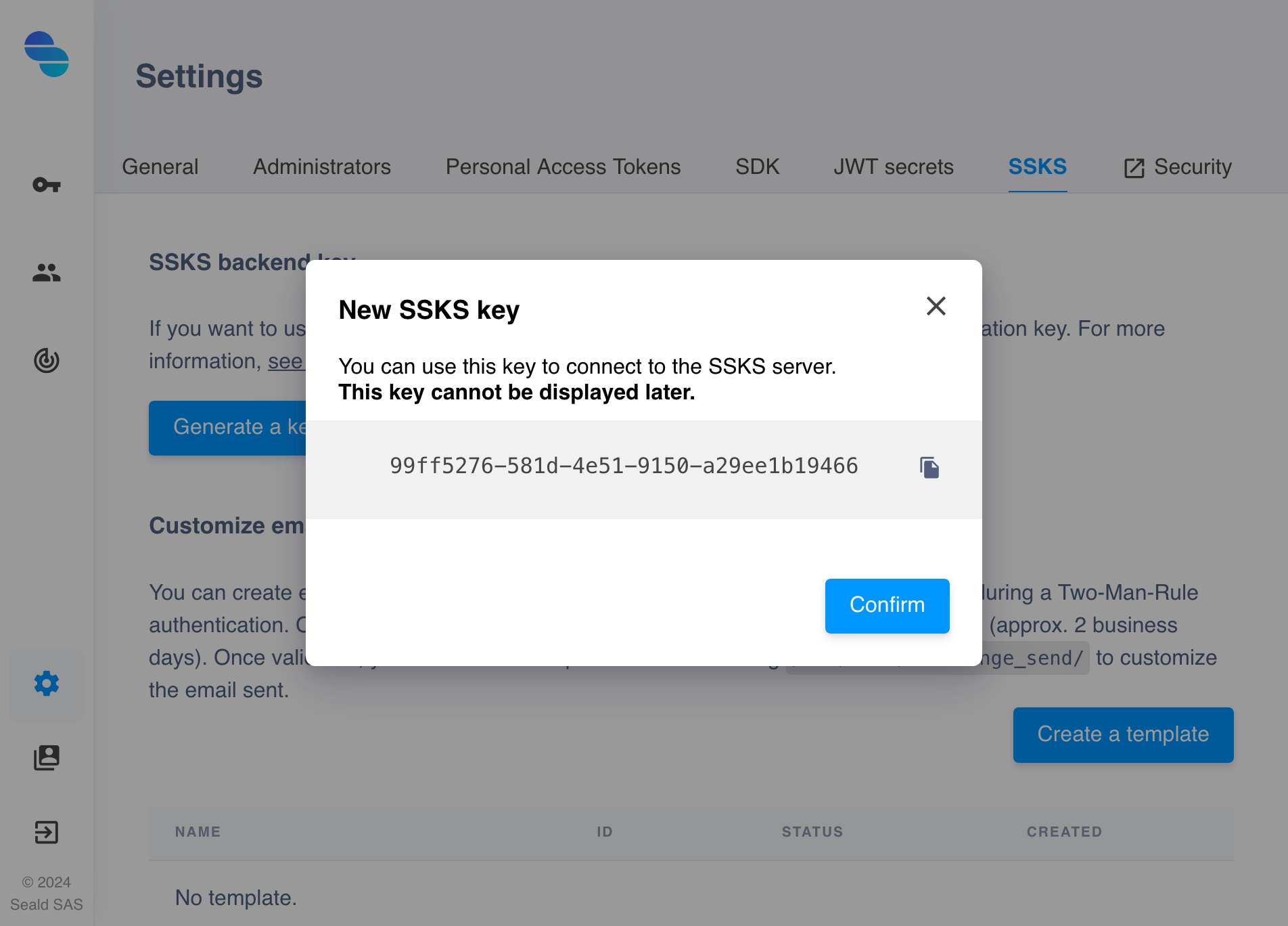 Key generated