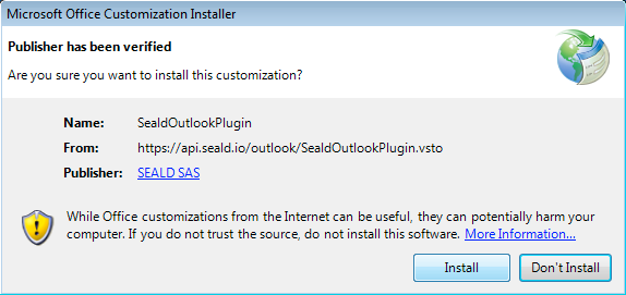 Alert to ask for install